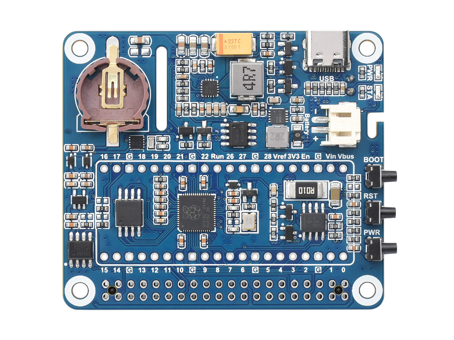 Power Management HAT for Raspberry Pi, Supports charging And Power output at the same time, Embedded RTC and Multiple Protection Circuits