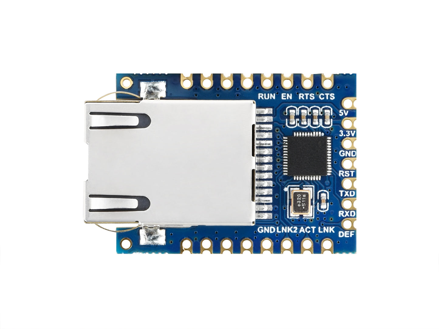 TTL UART to Ethernet Mini Module, Castellated Holes With Immersion Gold Design, Highly Integrated Packaging
