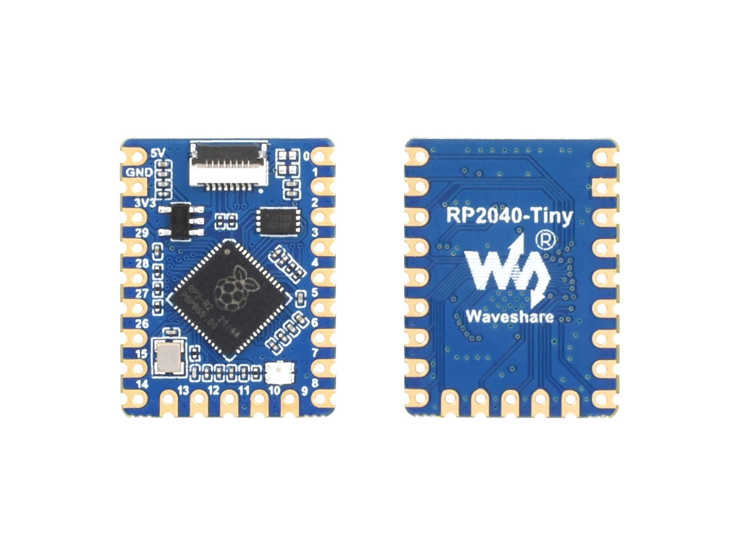 Waveshare RP2040-Tiny Development Board, Based On Official RP2040 Dual Core Processor, USB Port Adapter Board Optional