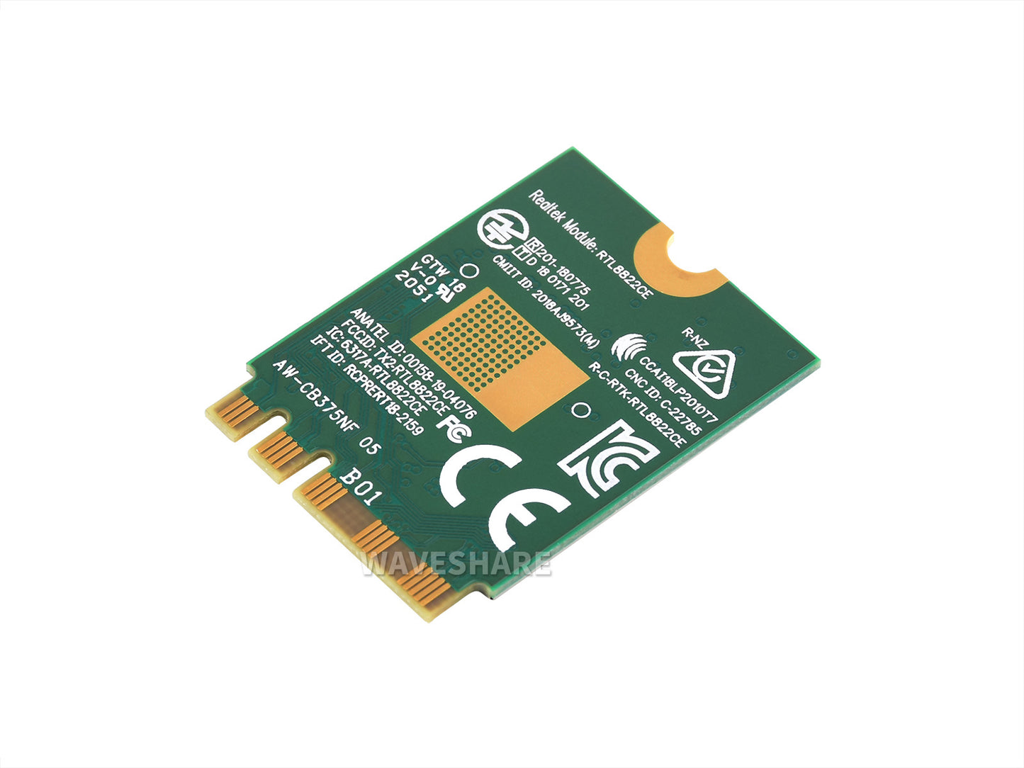 AW-CB375NF Dual-Band Wireless NIC, 2.4G/5GHz Dual-Band WiFi 5, RTL8822CE-CG Core, Bluetooth 5.0, Supports BLE