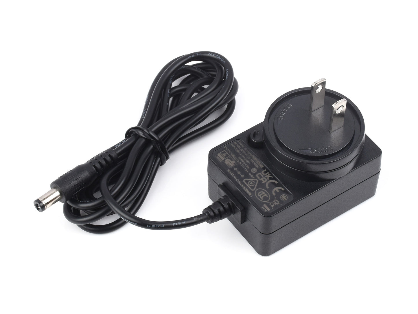 Power supply, power adapter, 12V/1A, DC jack output, OD 5.5mm, ID 2.1mm, Option For US / EU / UK Plugs