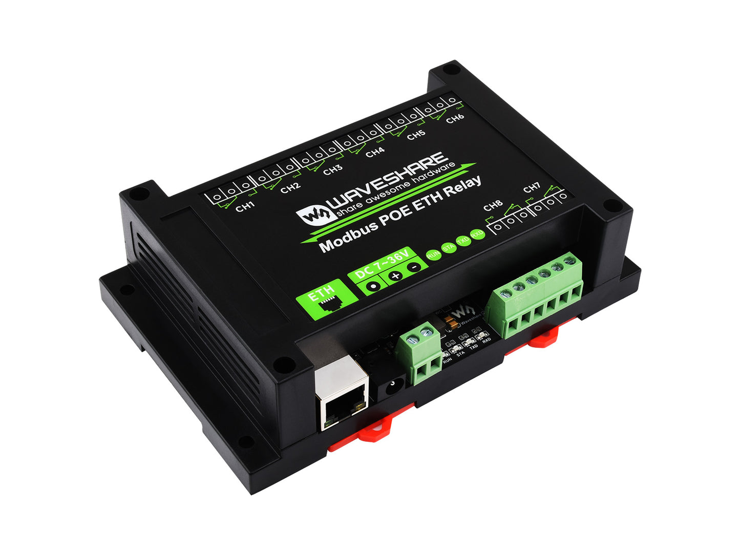 8-ch Ethernet Relay Module, Modbus RTU/Modbus TCP Protocol, PoE port Communication, With Various Isolation And Protection Circuits