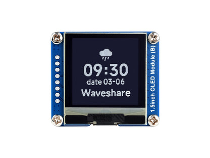 1.5inch OLED Display Module, 128×128 Resolution, SPI / I2C Communication, Black / White Display Color