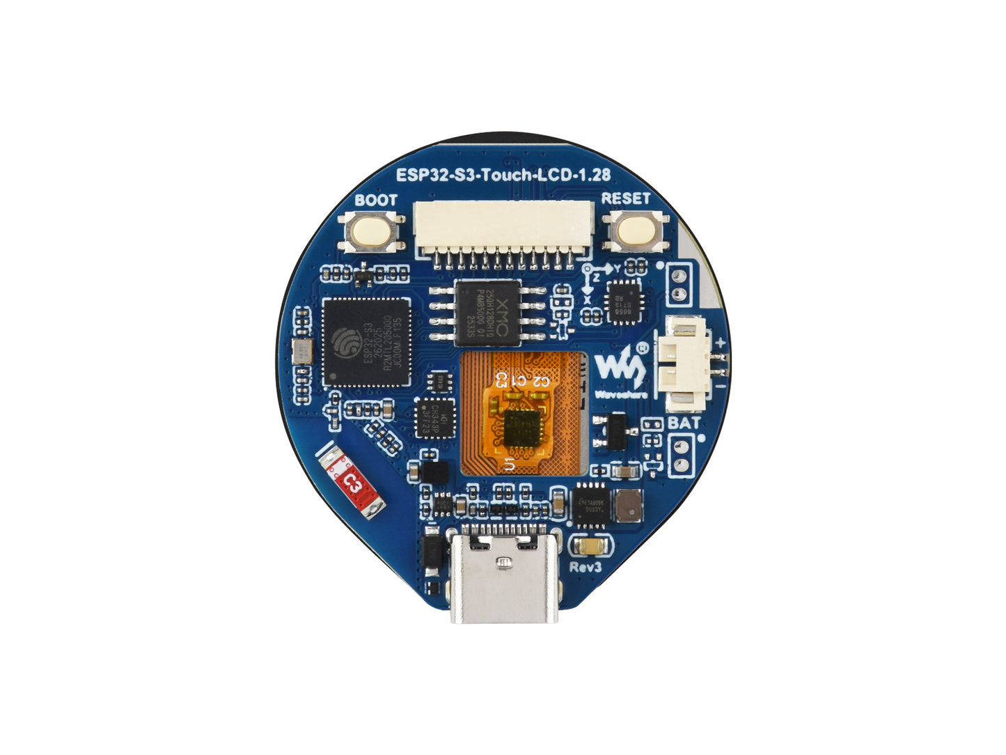 ESP32-S3 Development Board, with 1.28inch Round Touch LCD, Compact size, Accelerometer And Gyroscope Sensor