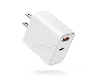 PD30W Dual-Port Fast Charger, USB Type-A/Type-C Wall Charger Block, US Plug, intelligently adjusts the charging rate