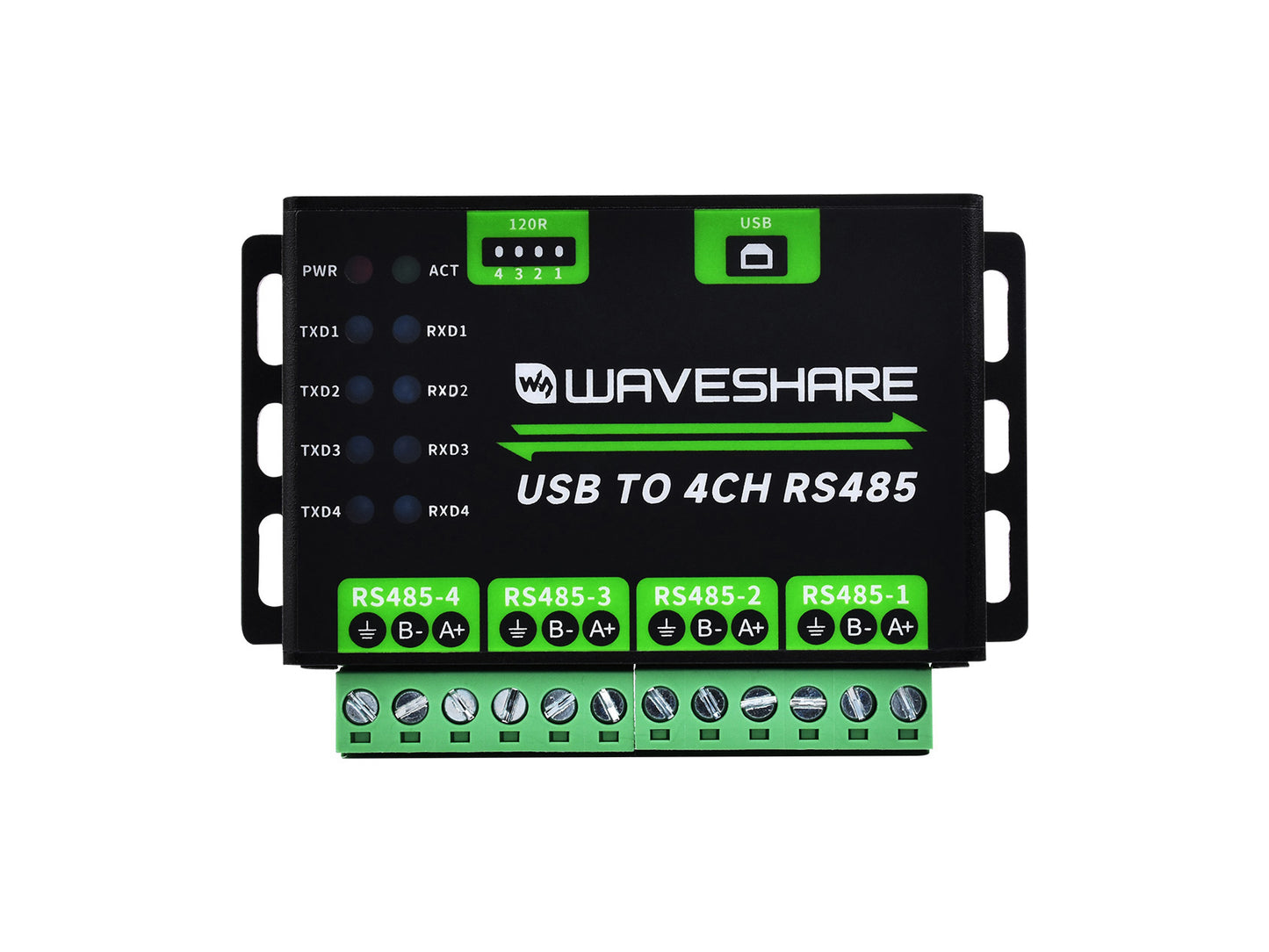 Industrial USB TO 4Ch RS485 Converter, Multi Protection Circuits, Multi Systems Support, Aluminium Alloy Case