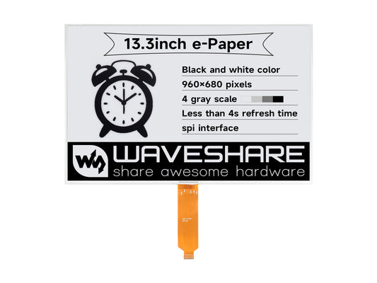 960×680, 13.3inch E-Ink raw display, SPI interface, without PCB