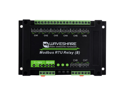 Industrial Modbus RTU 8-ch Relay Module (B) with RS485 Interface, Multi Isolation Protection Circuits, 7~36V Power Supply