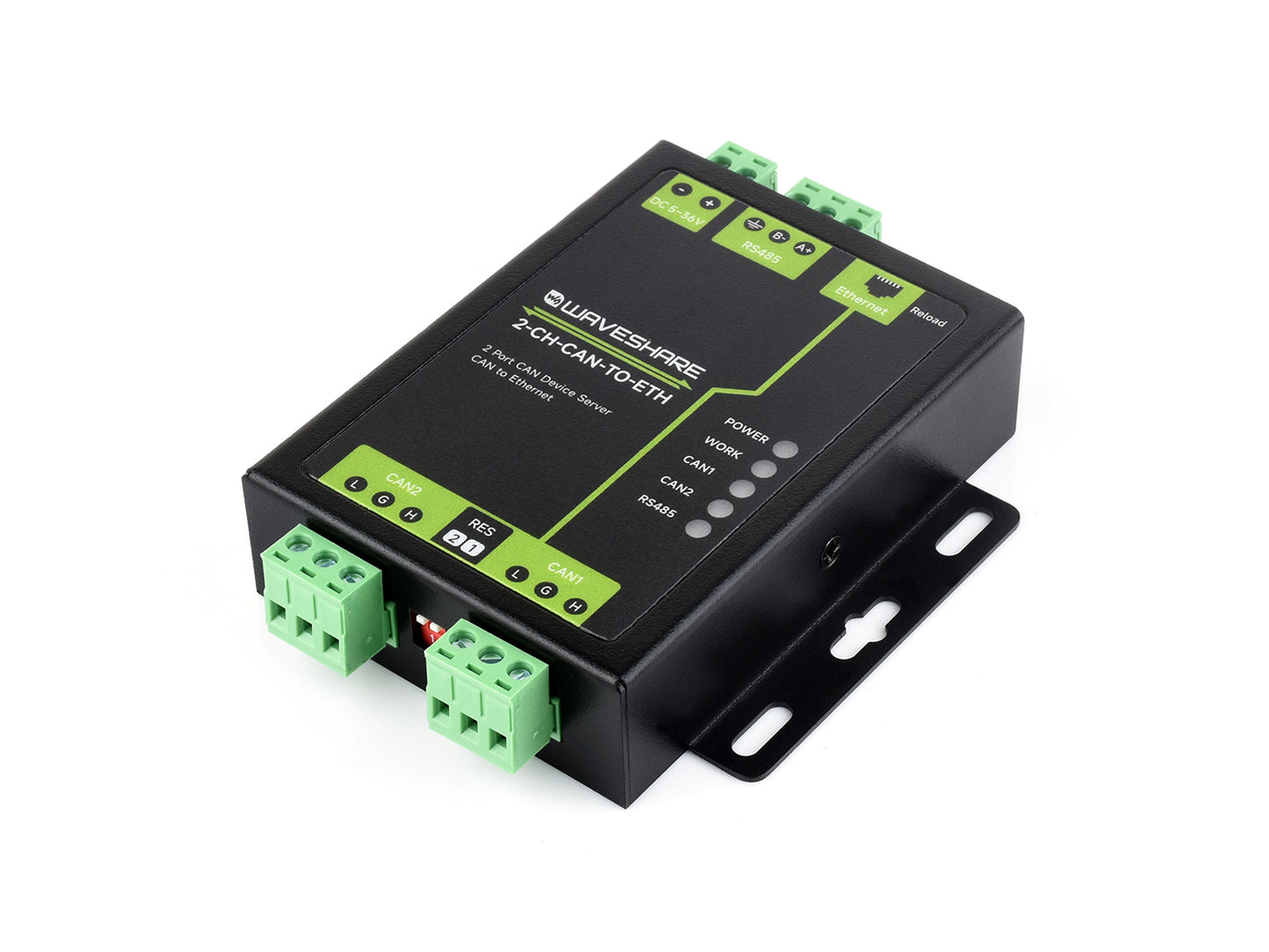 Industrial Grade 2-Ch CAN To Ethernet Server, 2-Ch CAN + RS485 + Ethernet Port, Supports CAN Repeater / CAN To RS485, Dual SOCKET