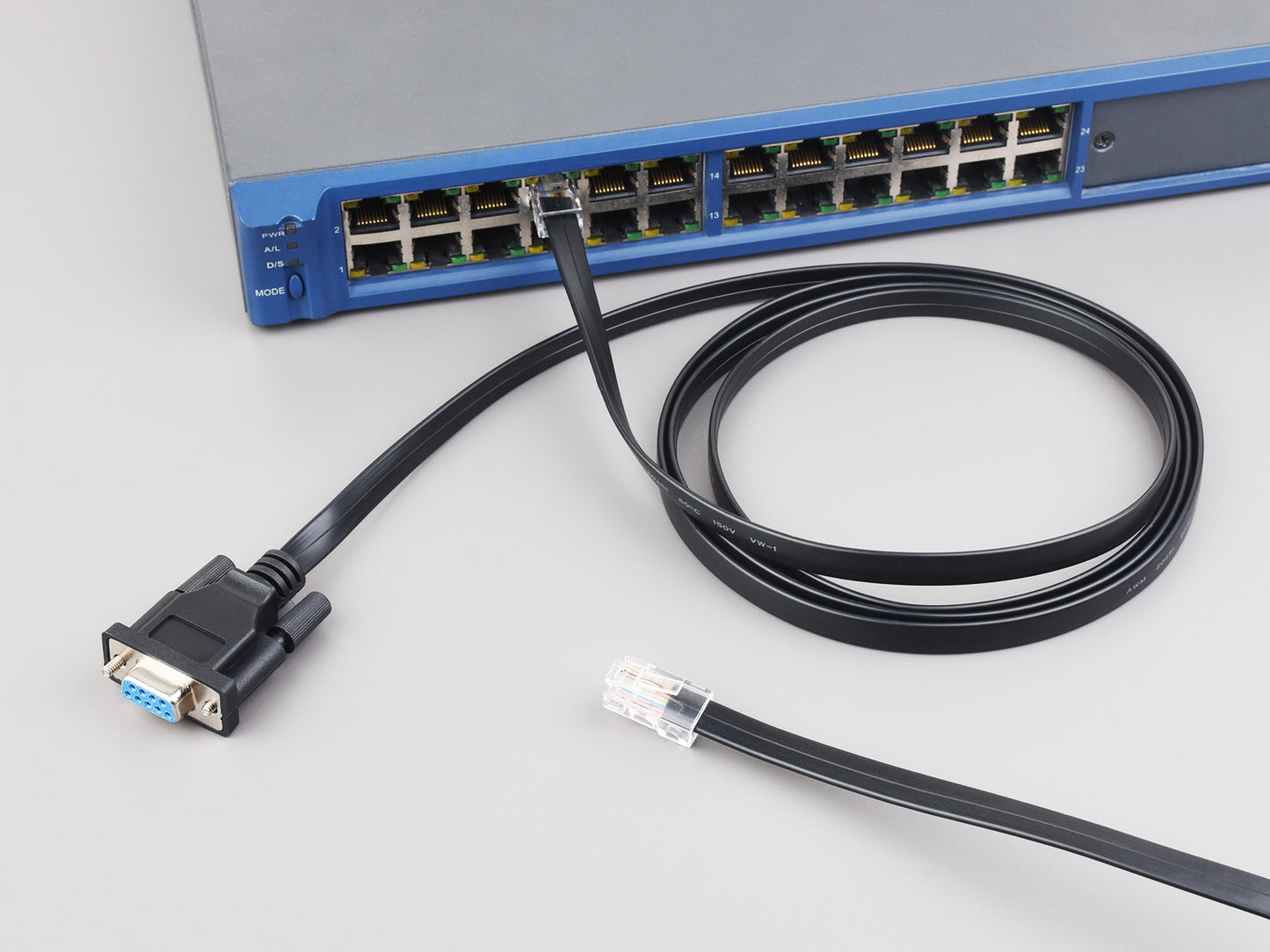 RS232 to RJ45 Console Cable, RS232 DB9 Female Port to RJ45 Console Male Port, Cable Length 1.8m