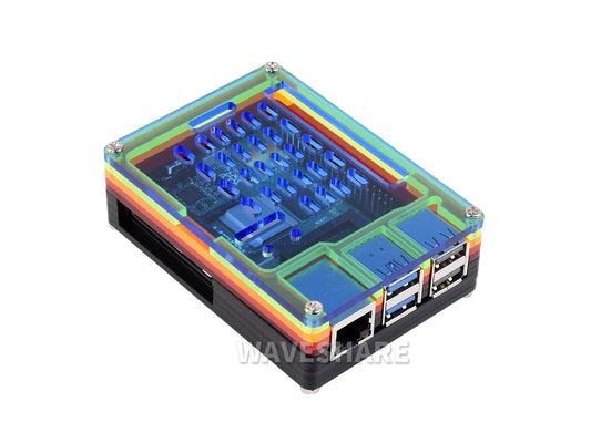 Rainbow Acrylic Case For Raspberry Pi 5, Colorful Translucent Acrylic Case, Supports Installing Official Active Cooler