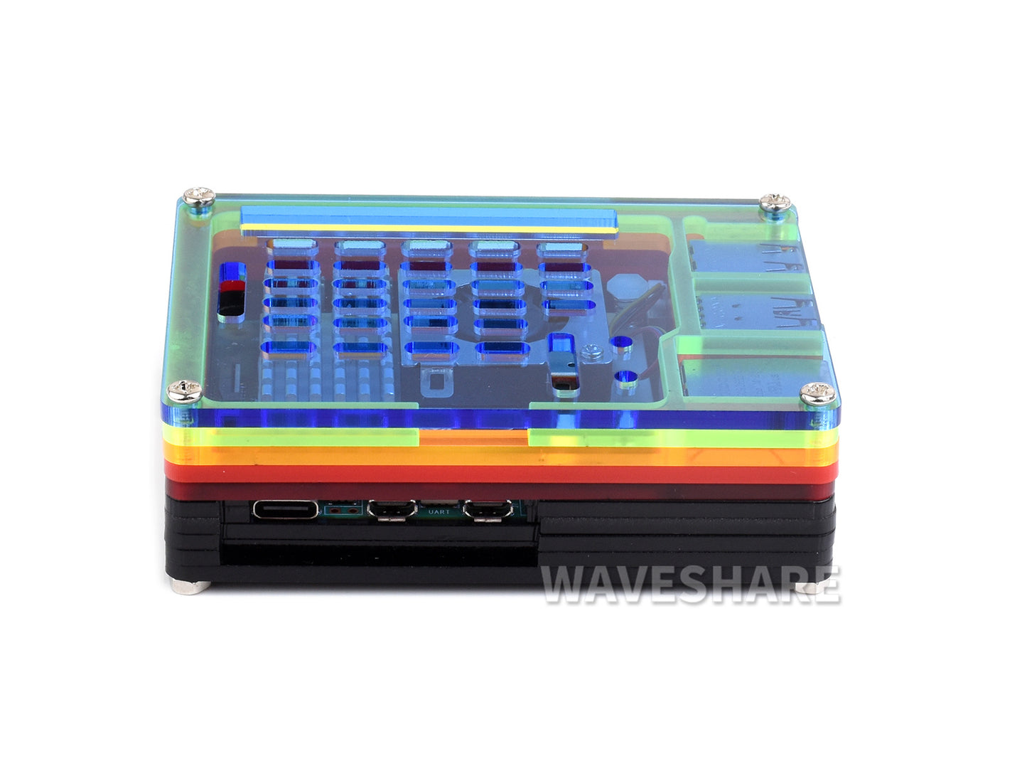 Rainbow Acrylic Case For Raspberry Pi 5, Colorful Translucent Acrylic Case, Supports Installing Official Active Cooler