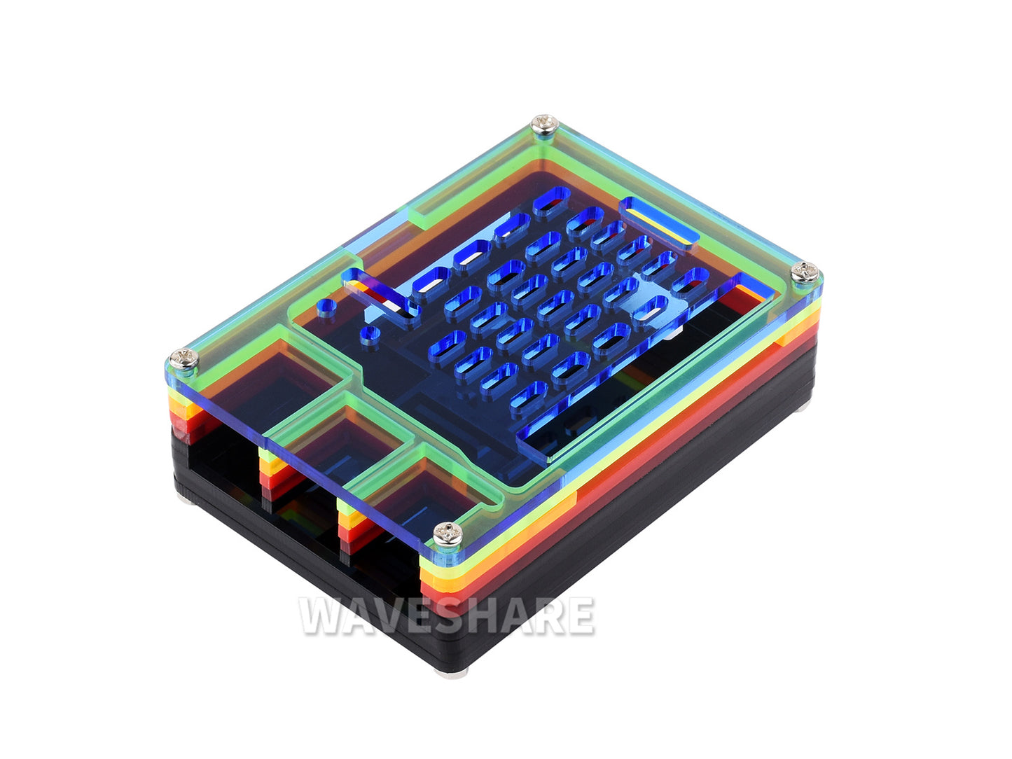 Rainbow Acrylic Case For Raspberry Pi 5, Colorful Translucent Acrylic Case, Supports Installing Official Active Cooler