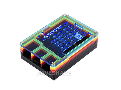 Rainbow Acrylic Case For Raspberry Pi 5, Colorful Translucent Acrylic Case, Supports Installing Official Active Cooler