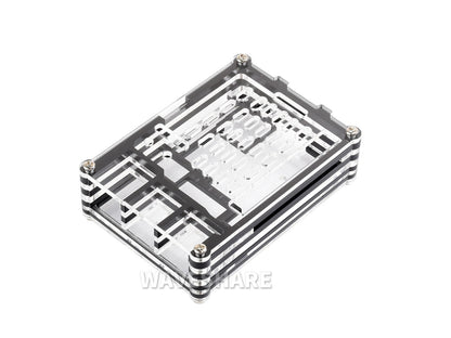 Transparent and Black Acrylic Case for Raspberry Pi 5, Supports installing Official Active Cooler