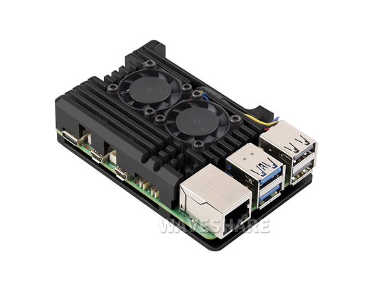 Aluminium Alloy Case for Raspberry Pi 5, Dual Cooling Fans