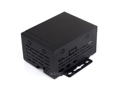 Industrial Grade Metal Case (D) for Raspberry Pi 5, Larger Internal Space, Supports Installing Official Cooling Fan And Various HATs, Wall-mount and Rail-mount Support