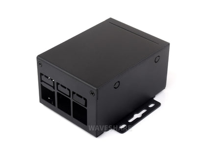 Industrial Grade Metal Case (D) for Raspberry Pi 5, Larger Internal Space, Supports Installing Official Cooling Fan And Various HATs, Wall-mount and Rail-mount Support