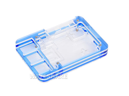 Transparent and Blue Acrylic Case for Raspberry Pi 5, Supports installing Official Active Cooler