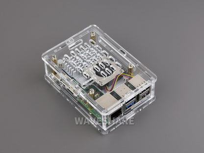 Clear Acrylic Case for Raspberry Pi 5, Supports installing Official Active Cooler