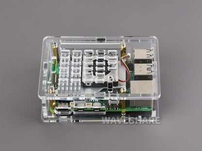 Clear Acrylic Case for Raspberry Pi 5, Supports installing Official Active Cooler