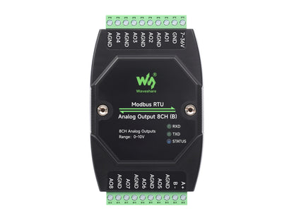 Industrial 8-Ch Analog Output Module, 12-bit DA Conversion, Supports 8-ch Simultaneous Voltage Or Current Output, DC 7~36V Wide Voltage Power Supply