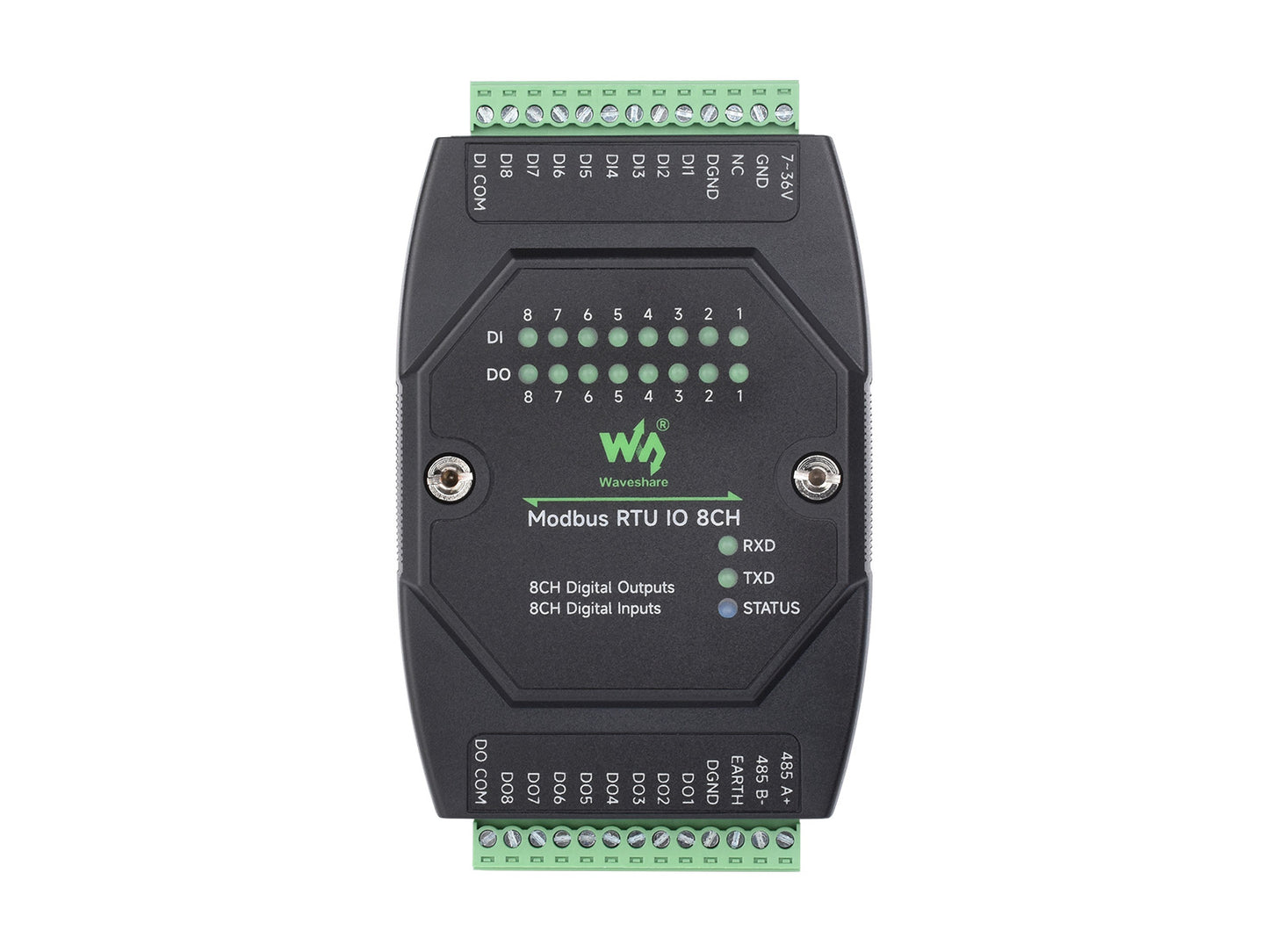Industrial 8-Ch Digital Input & Output Module, DC 7~36V Wide Voltage Power Supply, Modbus RTU Protocol