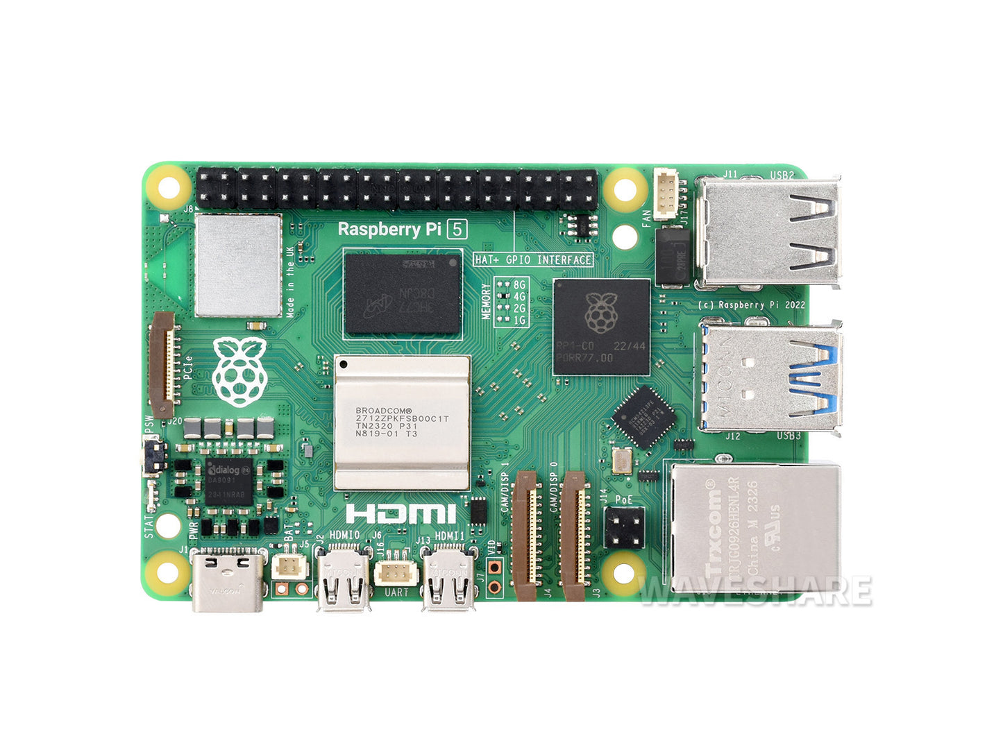 Raspberry Pi 5 Kit, Options for Kit and RAM, BCM2712 processor, 2.4GHz quad-core 64-bit Arm Cortex-A76 CPU, Built Using RP1 I/O Controller Designed By Raspberry Pi