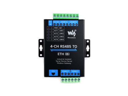 4-Ch RS485 to RJ45 Ethernet Serial Server, 4 Channels RS485 Independent Operation, Rail-mount Industrial Isolated Serial Module, Optional PoE Function