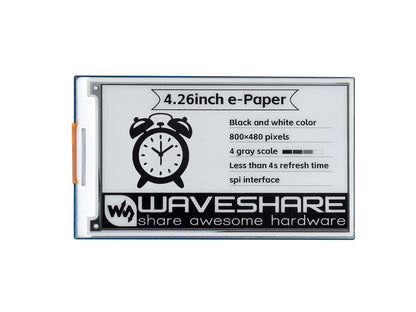 4.26inch e-Paper display HAT, 800x480, Black/White, SPI Interface