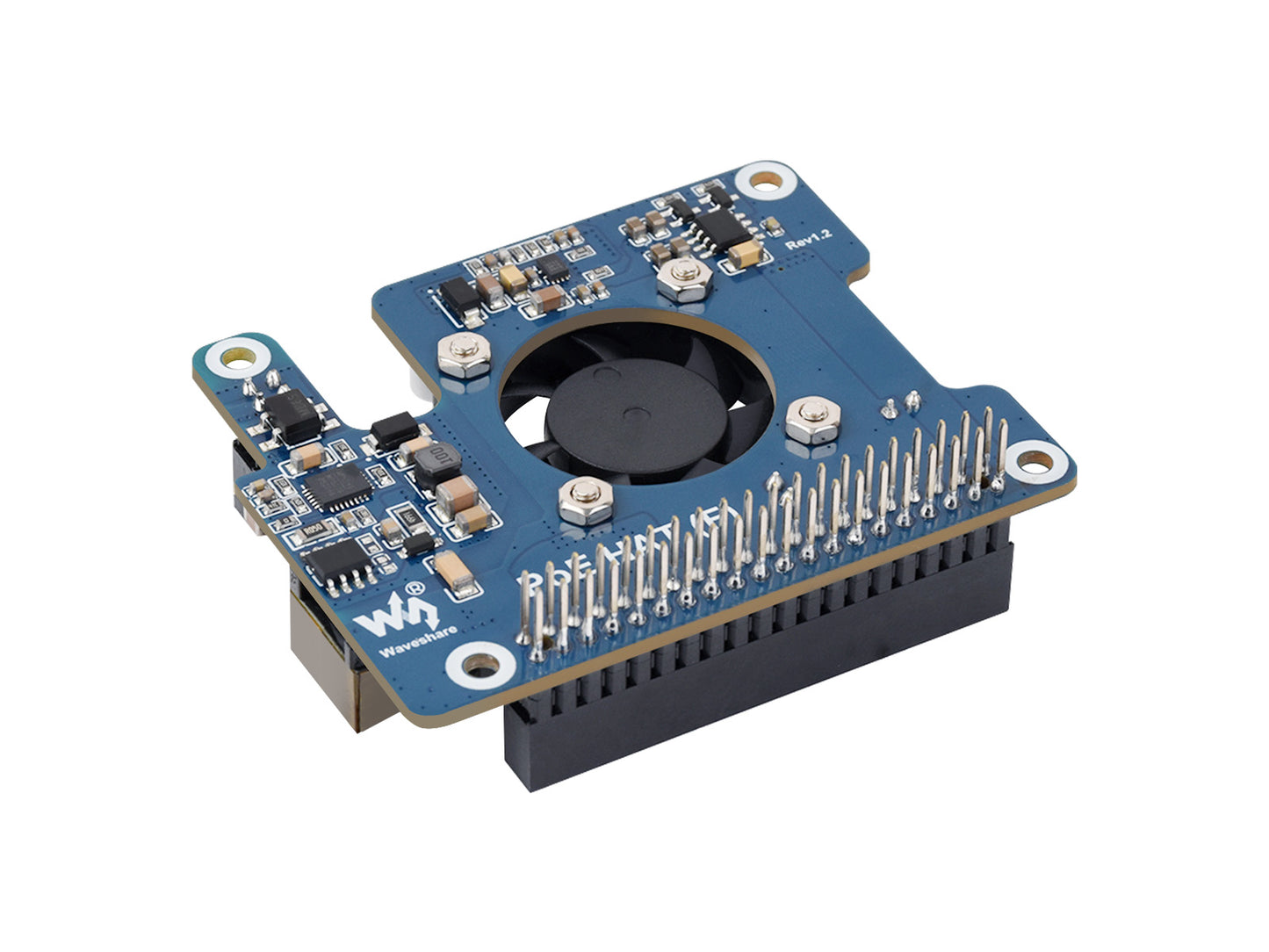 Power Over Ethernet HAT (F) For Raspberry Pi 5 / CM 5, High Power, Onboard Cooling Fan, With Metal Heatsink, Supports 802.3af/at network standard