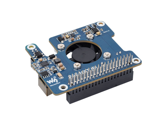 Power Over Ethernet HAT (F) For Raspberry Pi 5 / CM 5, High Power, Onboard Cooling Fan, With Metal Heatsink, Supports 802.3af/at network standard