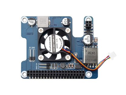 Power Over Ethernet HAT (F) For Raspberry Pi 5 / CM 5, High Power, Onboard Cooling Fan, With Metal Heatsink, Supports 802.3af/at network standard