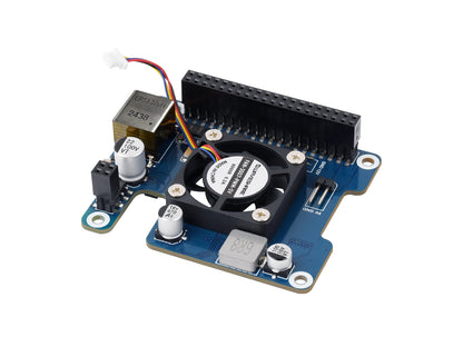 Power Over Ethernet HAT (F) For Raspberry Pi 5 / CM 5, High Power, Onboard Cooling Fan, With Metal Heatsink, Supports 802.3af/at network standard