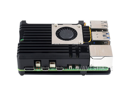 Aluminium Alloy Case (H) for Raspberry Pi 5, With Temperature-Controlled Blower Fan