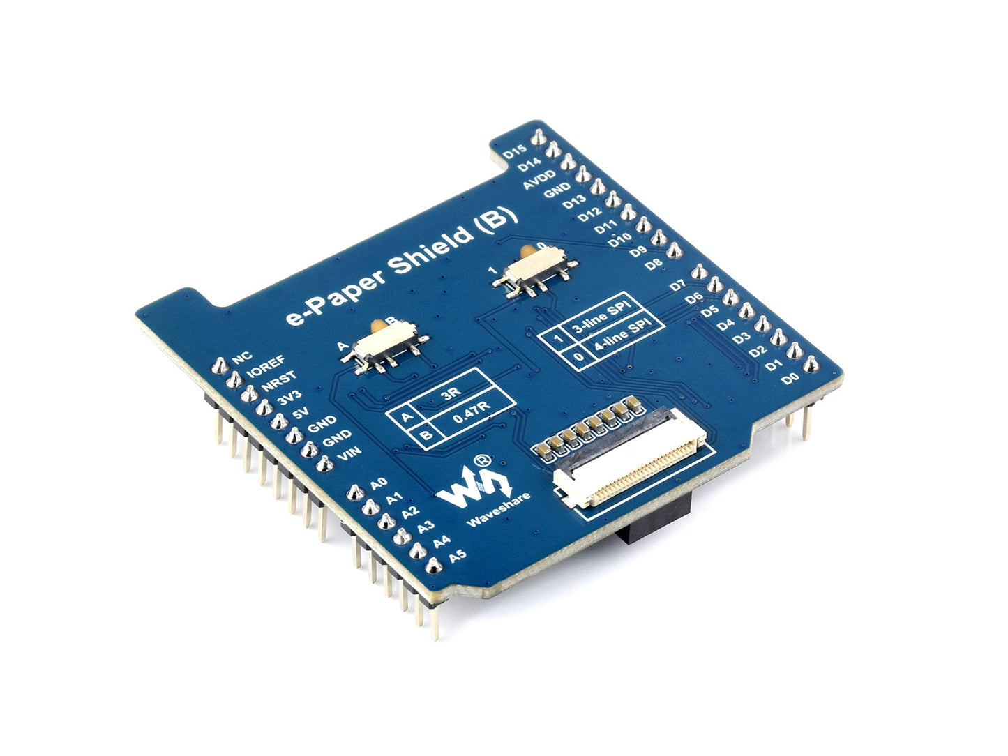 Universal E-Paper Raw Panel Driver Shield (B) For  Arduino, Onboard MX25R6435F Flash Chip, Supports Expanding External RAM
