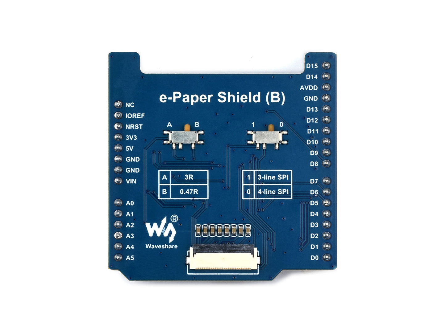 Universal E-Paper Raw Panel Driver Shield (B) For  Arduino, Onboard MX25R6435F Flash Chip, Supports Expanding External RAM