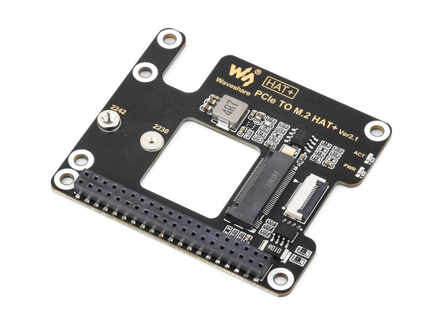 PCIe To M.2 Adapter for Raspberry Pi 5, Supports NVMe Protocol M.2 Solid State Drive, High-speed Reading/Writing, HAT + Standard