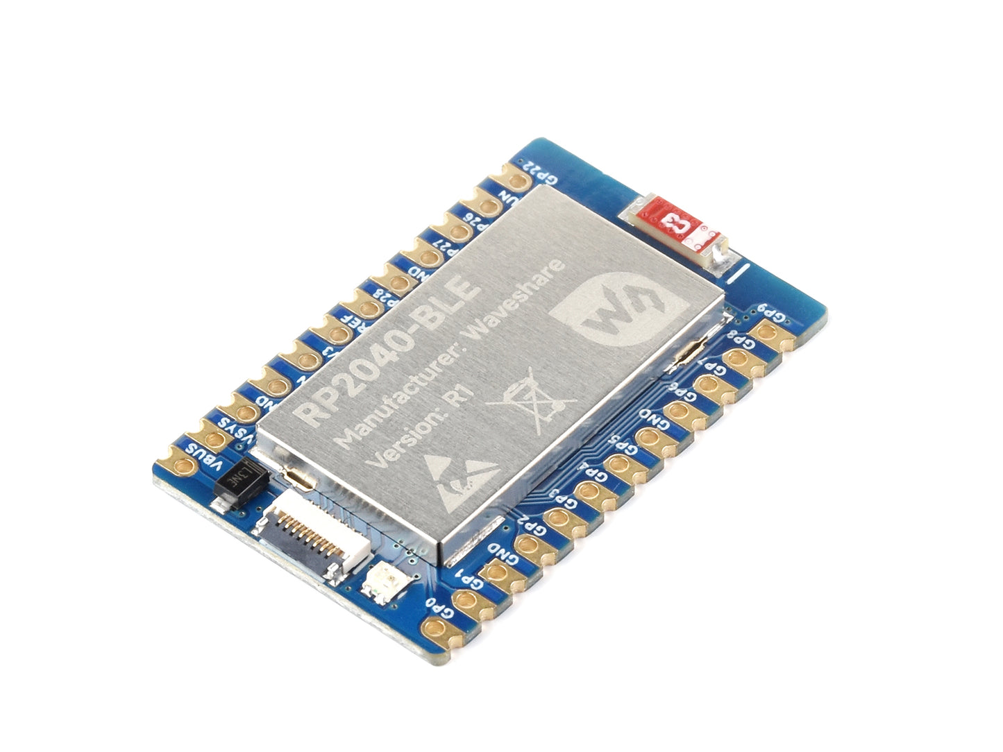 Waveshare RP2040-BLE Development Board, Raspberry Pi Microcontroller Development Board, Based On RP2040, Supports Bluetooth 5.1 Dual Mode