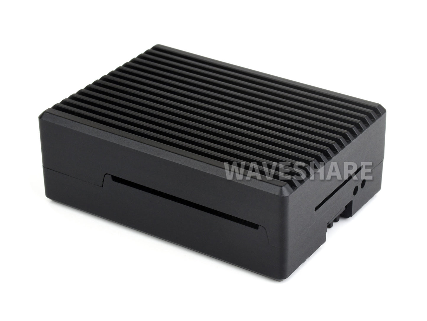 Aluminum Stripe Grooved Case For Raspberry Pi 5, Built-In Cooling Fan And Heatsink Pillars