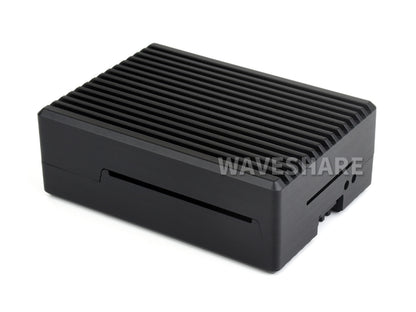 Aluminum Stripe Grooved Case For Raspberry Pi 5, Built-In Cooling Fan And Heatsink Pillars