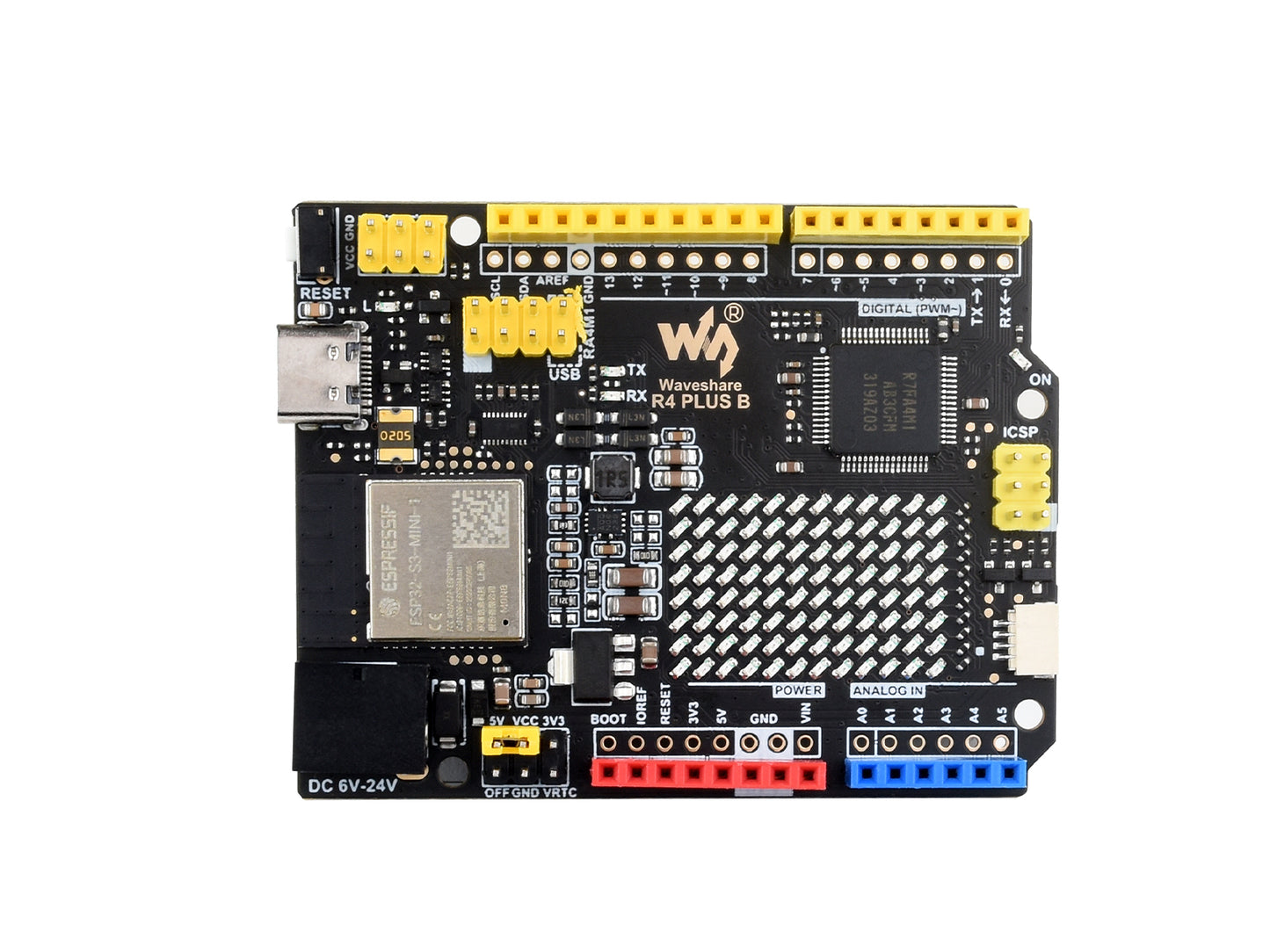 R7FA4 PLUS B Development Board, Based on R7FA4M1AB3CFM, Equipped with ESP32-S3FN8, Compatible with Arduino UNO R4 WiFi
