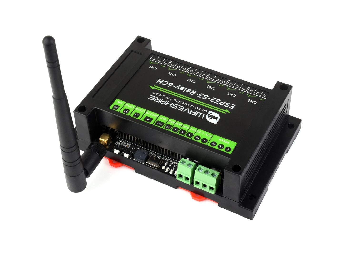 Industrielles 6-Kanal-ESP32-S3-WiFi-Relaismodul, unterstützt WiFi-/Bluetooth-/RS485-Steuerung, Onboard-RS485-/Pico-HAT-Schnittstellen