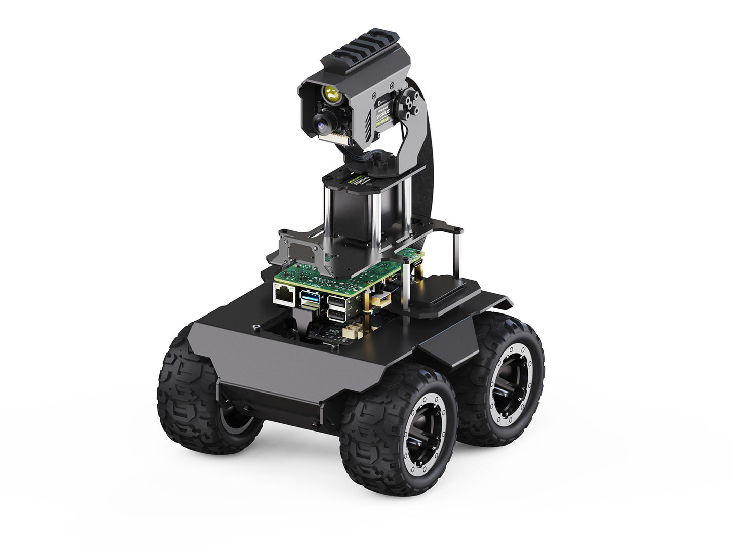 RaspRover Open-source 4WD AI Robot, Dual controllers, All-metal Body, Computer Vision, Suitable for Raspberry Pi 4B / Raspberry Pi 5