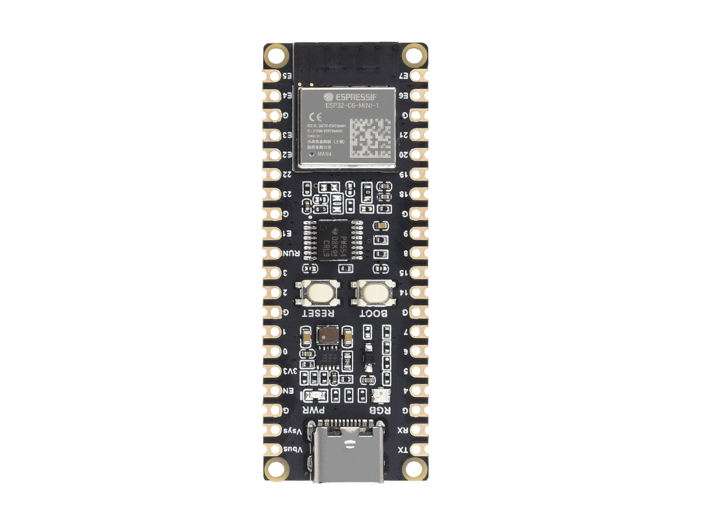 ESP32-C6 Microcontroller, WiFi 6 Development Board, 160MHz Single-core Processor, ESP32-C6-MINI-1 Module