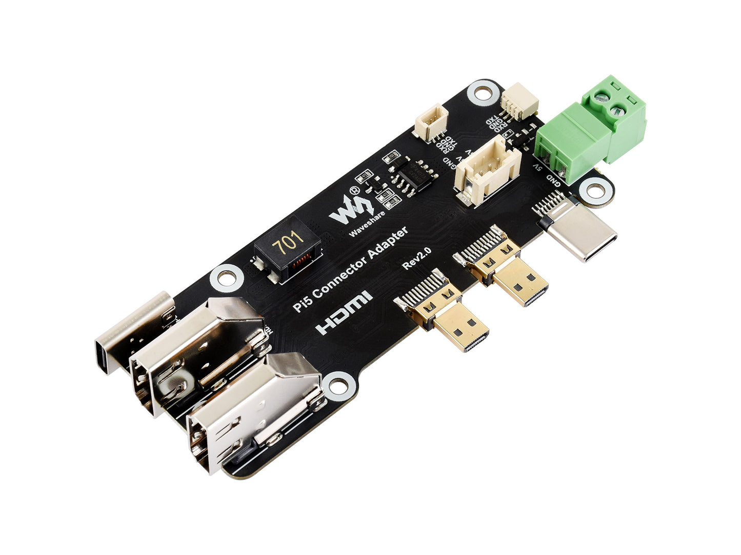 Micro HDMI to HDMI Multifunctional Adapter, Compatible with Raspberry Pi 5 / 4B, Two Power Supply Methods, Supports Dual 4K Outputs