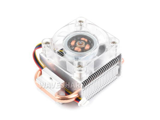 ICE Tower CPU Cooling Fan for Raspberry Pi 5, Raspberry Pi 5 Cooler, U-Shaped Copper Tube, Cooling Fins, With Colorful RGB LED