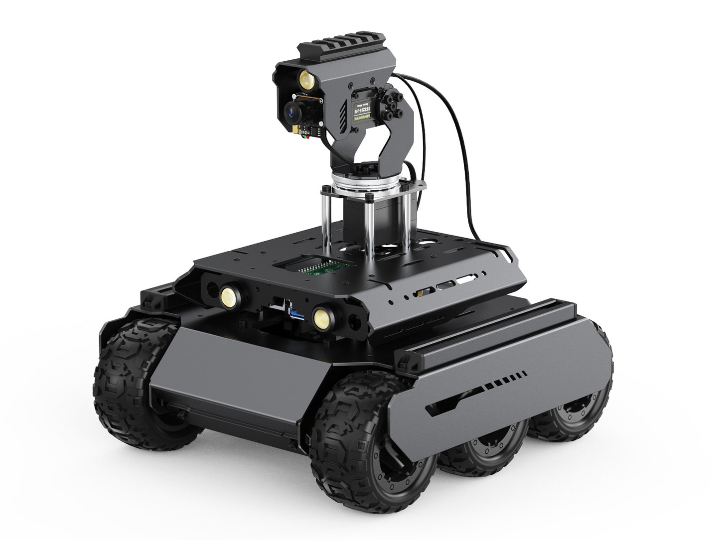 UGV Rover Open-source 6 Wheels 4WD AI Robot, Dual controllers, All-metal Body, Computer Vision, Suitable for Raspberry Pi 4B / Raspberry Pi 5