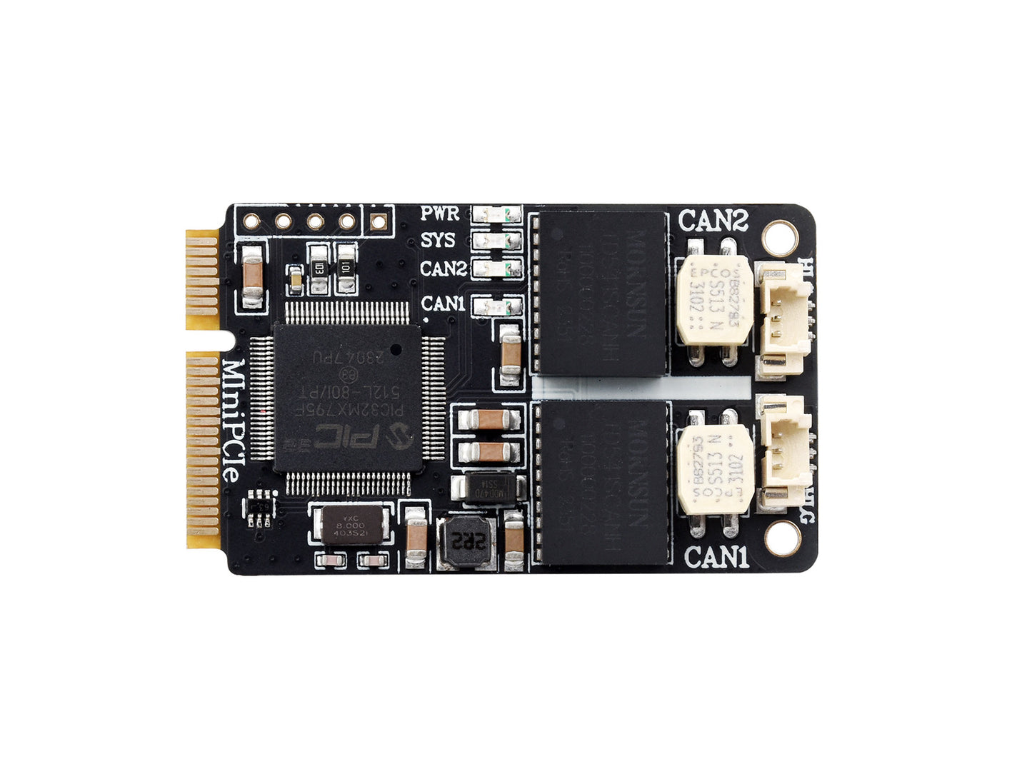 MiniPCIe interface to 2-CH CAN Card, Supports Decoding And Analyzing Function of Multiple CAN Protocols, High-performance Hardware Solution