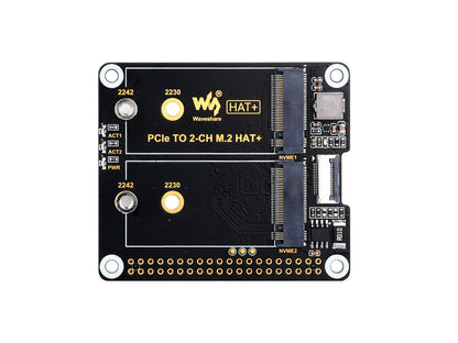 PCIe To 2-ch M.2 Adapter for Raspberry Pi 5, Compatible with 2230/2242 Size NVMe Solid State Drive, Raspberry Pi 5 M.2 HAT